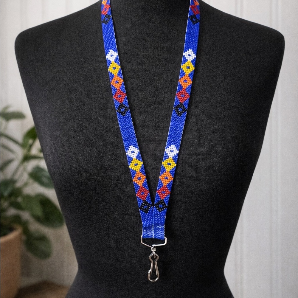 Handmade Seed Bead Lanyard Colorful Beaded Key Holder